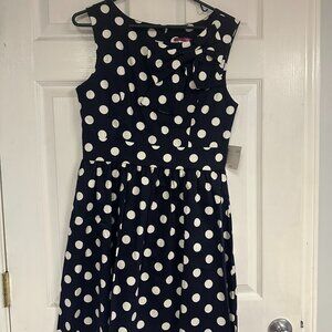 Dark Blue Polka Dot sleeveless dress